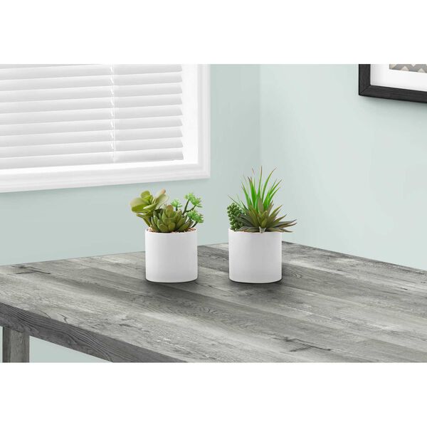 White Green Seven-Inch Succulent Indoor Table Potted Artificial Plant, Set of Two, image 2